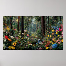 Paisagem Floral Colorida com Cena de Árvores Vibra