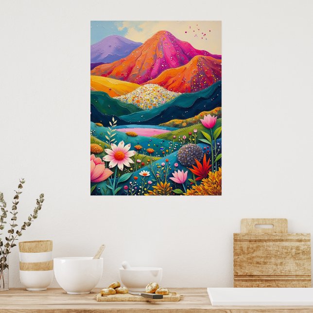 Poster Paisagem Floral Vivid - Natureza Vibrante (Cozinha)