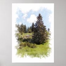 Paisagem Florestal - Cartaz Aquarela