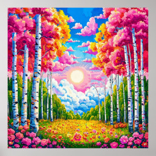 Poster Paisagem florestal colorida