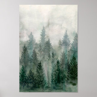 Poster Paisagem florestal com neblina