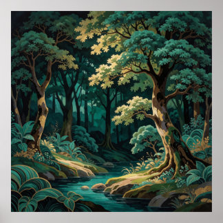 Poster Paisagem Florestal Encantada Floresta Esmeralda 🌿