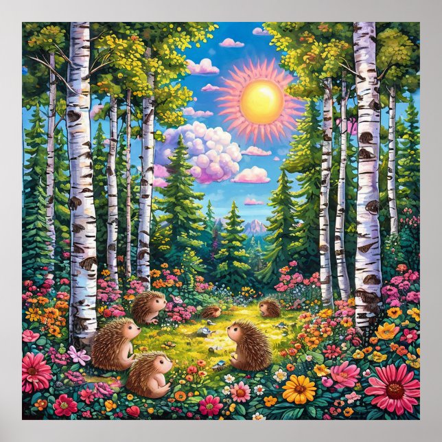 Poster 🌲 Paisagem Florestal Ensolarada Para Espaços Natu (Frente)
