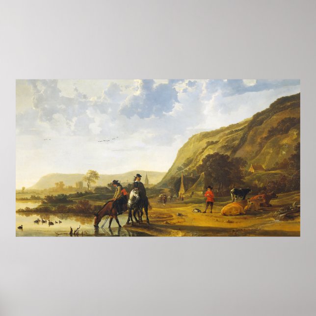 Poster Paisagem fluvial com os cavaleiros Aelbert Cuyp Po (Frente)