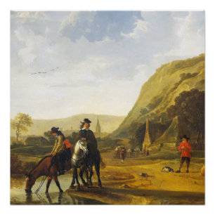 Pôster Paisagem fluvial com os cavaleiros Aelbert Cuyp Po
