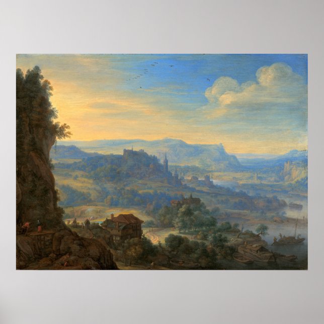 Poster Paisagem fluvial - Herman Saftleven Fine Art Poste (Frente)