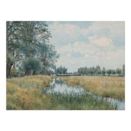 Pôster Paisagem fluvial perto de Ruas. Ives, Huntingdonsh