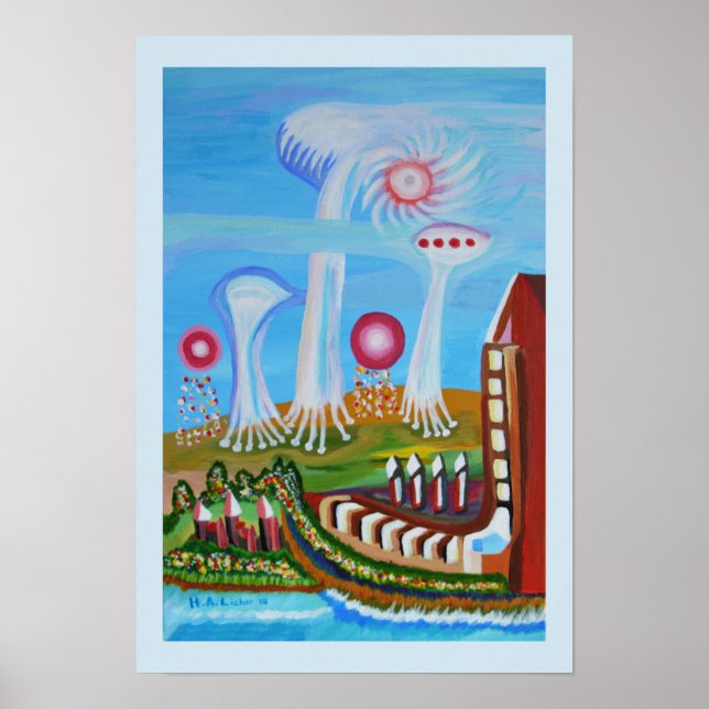 Poster Paisagem futura com OVNIs (Frente)