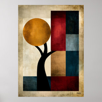 Poster Paisagem Geométrica Abstrata Zen Japonesa Arte de