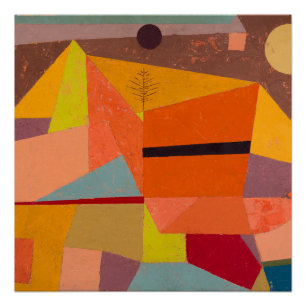 Pôster Paisagem Geométrica do Cubismo das Montanhas Joven