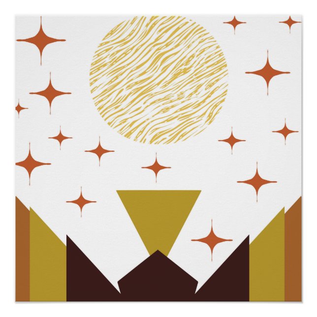 Pôster Paisagem Geométrica do meio século (Frente)