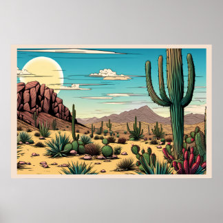 Poster Paisagem Gráfica Desert Butte Mesa