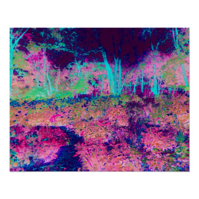 Pôster Paisagem Impressionista Roxa e Rosa Quente (Frente)
