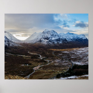 Poster Paisagem inverno Lairig Gartain Glen Coe Scotland