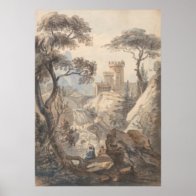 Poster Paisagem Italiana com Castelo - Paul Sandby (Frente)