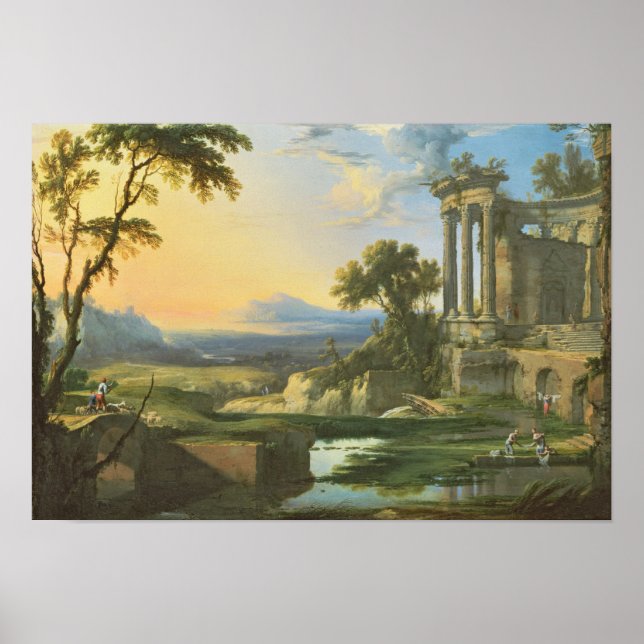 Pôster Paisagem italiana com ruínas (Frente)