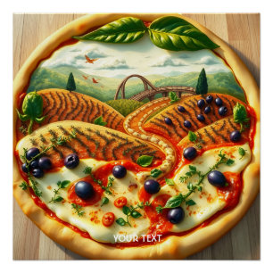 Pôster Paisagem Italiana Fantasy Cute Whimsical