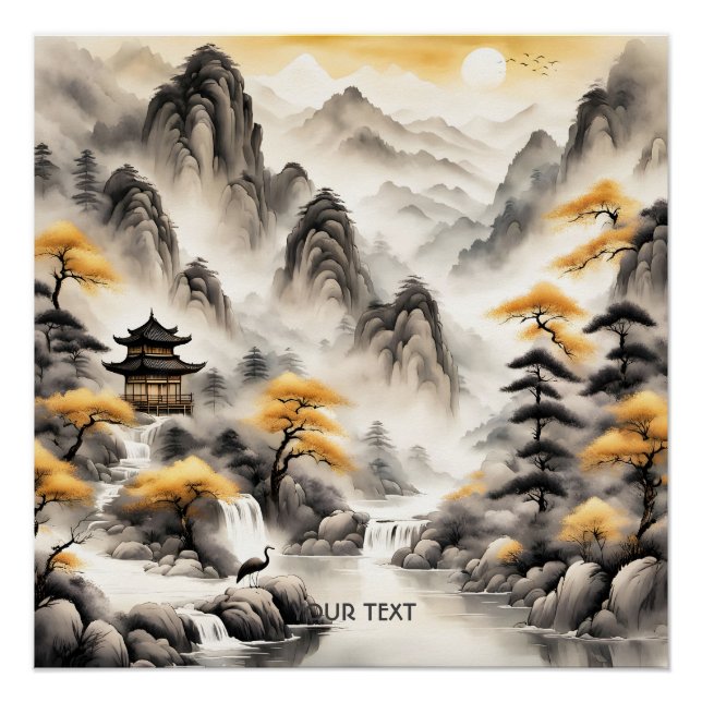 Pôster Paisagem Japonesa Tradicional Fantasy (Frente)