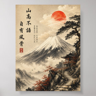 Poster Paisagem Japonesa Zen Silêncio da Montanha