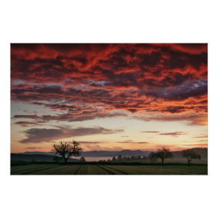 Pôster Paisagem Linda do Céu Vermelho