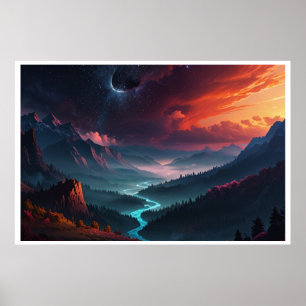 Poster Paisagem Mágica das Luzes do Norte