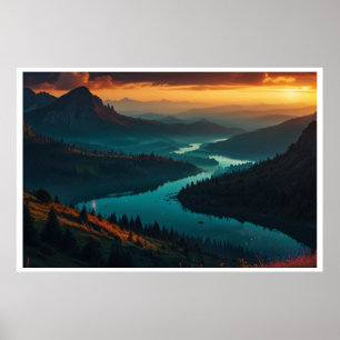 Poster Paisagem Mágica das Luzes do Norte