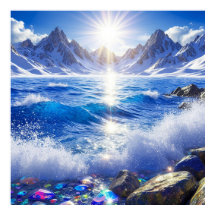 Paisagem majestosa de inverno das ondas do oceano