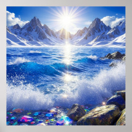 Poster Paisagem majestosa de inverno das ondas do oceano