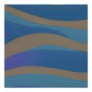 Pôster Paisagem Marítima Abstrata Ondas Fragmentadas 12
