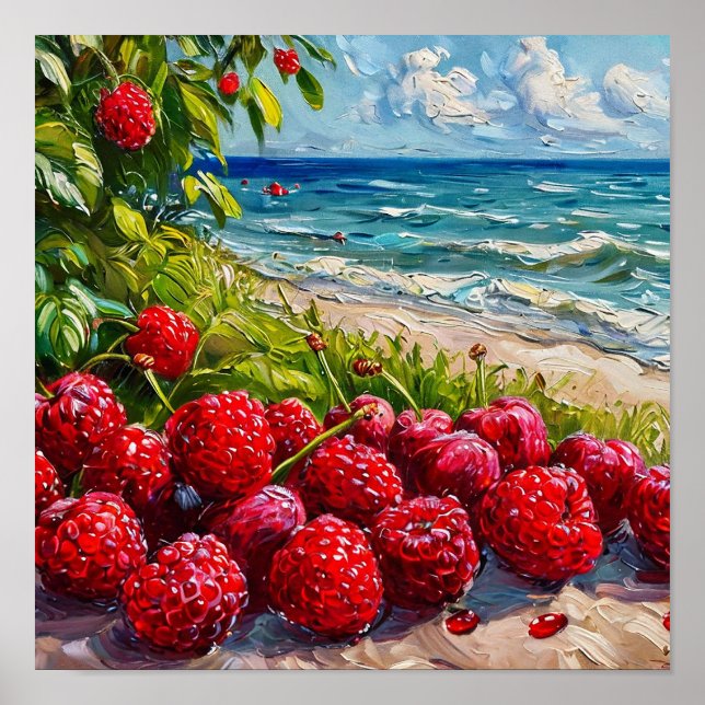 Poster Paisagem Marítima com Frambosas Natureza Surreal C (Frente)