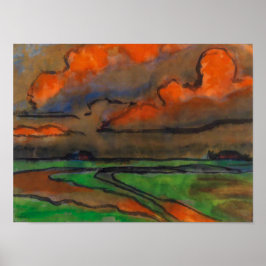 Poster Paisagem Marsh Sob Nuvens Vermelhas | Emil Nolde |