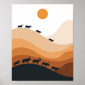 Poster Paisagem Minimalista de Silhueta de Antílope do De