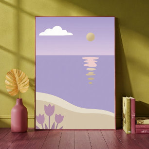 Poster Paisagem Minimalista Estética do Pôr do Sol na Pra