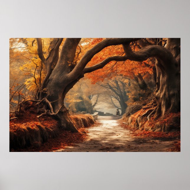 Poster Paisagem Mística Sereníssima da Árvore Antiga (Frente)