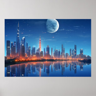 Poster Paisagem Moderna Futurística de Cityscape