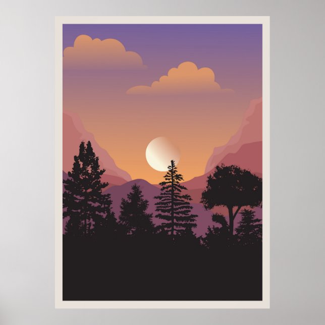 Poster Paisagem montanhosa abstrata (Frente)