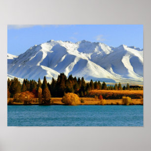 Poster Paisagem montanhosa da Nova Zelândia