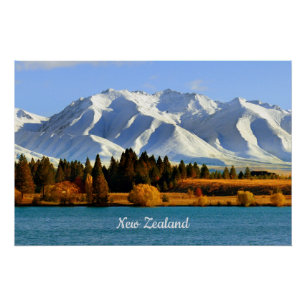 Pôster Paisagem montanhosa da Nova Zelândia