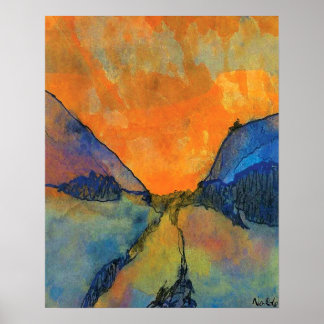 Poster Paisagem montanhosa Emil Nolde Vale Com Pôr do sol