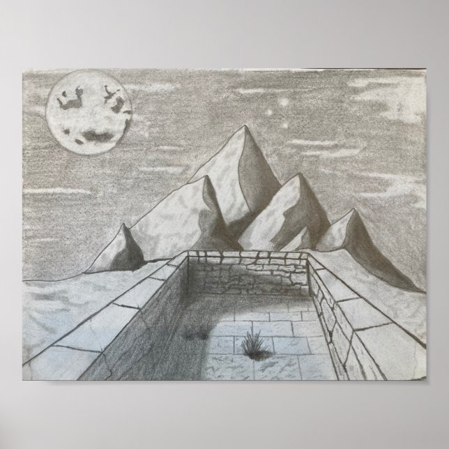 Poster Paisagem nas montanhas (Frente)