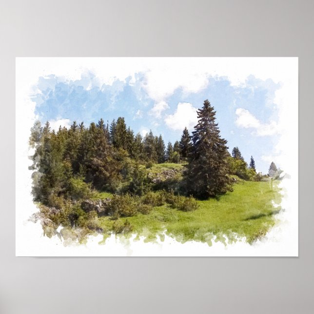 Poster Paisagem Natural - Aquarela (Frente)