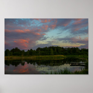 Poster Paisagem natural Cenário rural Lago Sunset