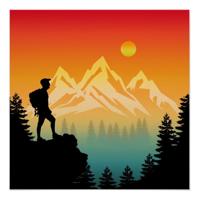 Pôster Paisagem Natural das Florestas de Montanha (Frente)