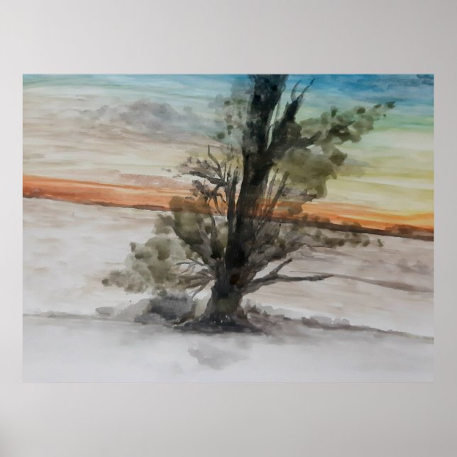 Poster Paisagem Natural de Cores Aquáticas (Frente)