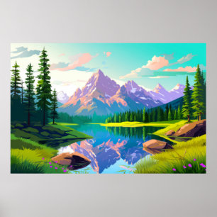 Poster Paisagem natural do Vale do Montanha