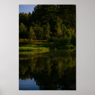 Poster Paisagem Natural Lago de Cenário Árvores do Canal