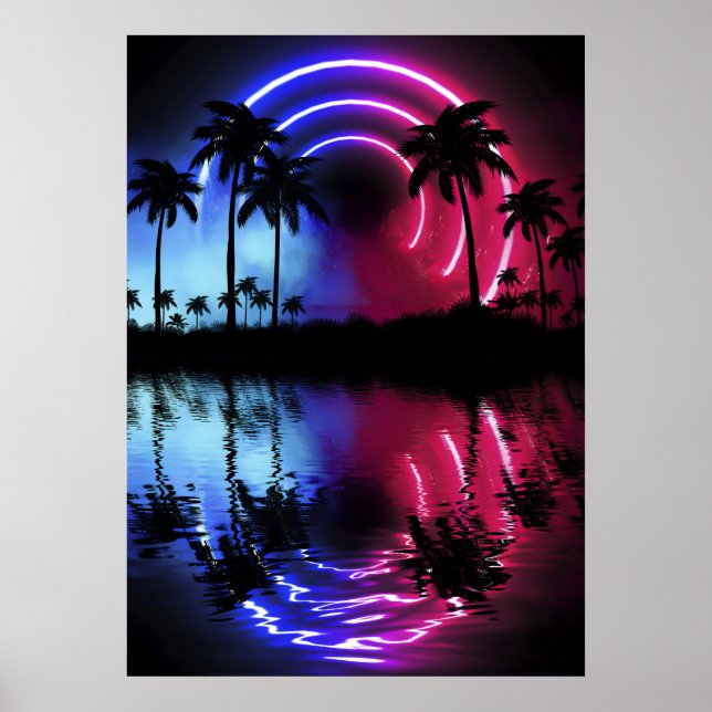 Poster Paisagem neon: Palmas e Arca (Frente)