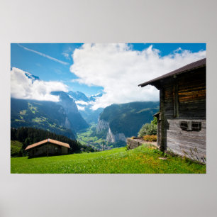 Poster Paisagem no vale de Lauterbrunnen na Suíça