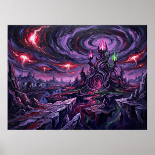 Poster Paisagem Noturna Estrelada da Dimensão Sombria Art