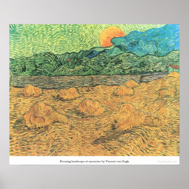 Poster Paisagem noturna no luar por Vincent van Gogh (Frente)